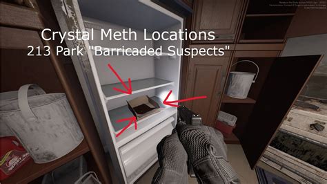 In the back left house at the bottom of the stairs before the tunnel. It’s the old red meth rocks not the new diamond looking ones. I "found" it. If you enter the tunnels on the bottom level and turn right. That short dead end tunnel. Pop the order menu up and "claim evidence" order pops up. Says meth.